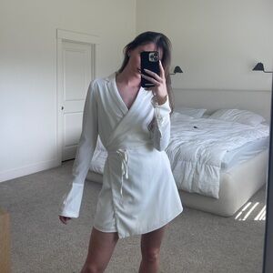 White long sleeve wrap dress
